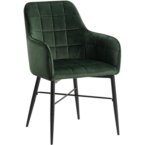 Стул з підлокітником, оксамитовим сидінням та металевими ніжками BH81 (Зелений)Стул з підлокітником, оксамитовим сидінням та металевими ніжками BH81 (Зелений)
