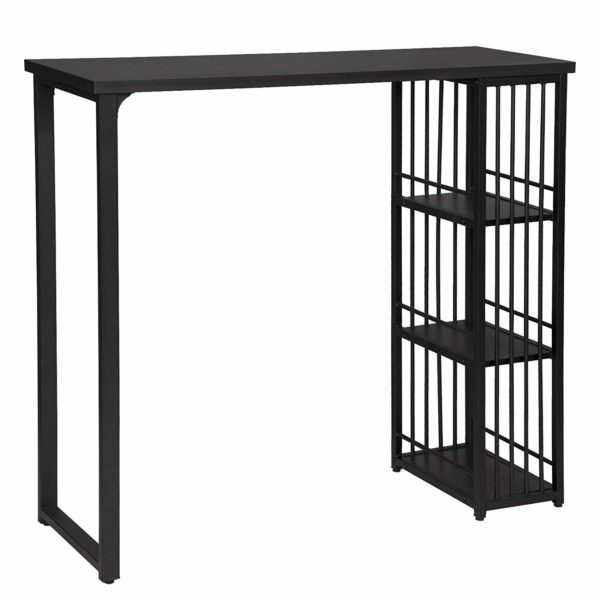 Барний стіл з 3 полицями з металу та МДФ BT26 (Чорний)
