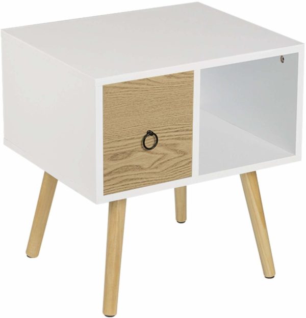 Тумбочка з висувною скринькою TSR72 (Білий)Тумбочка з висувною скринькою TSR72 (Білий)