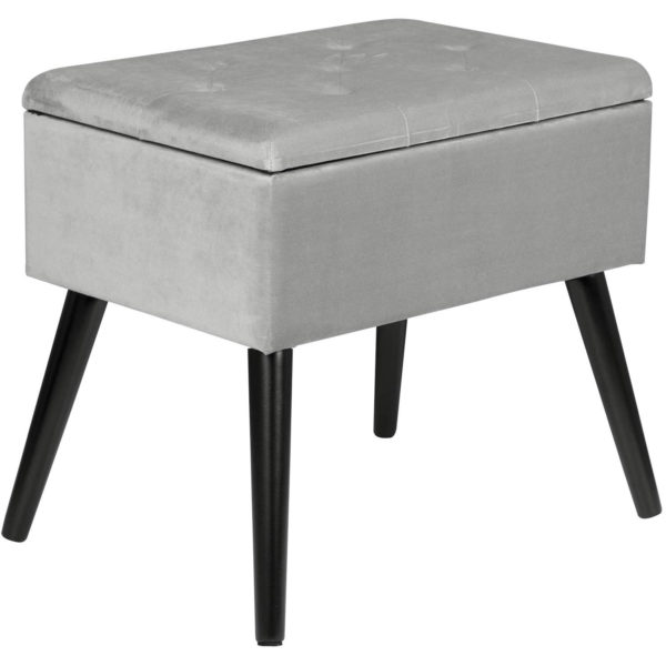 Оксамитовий табурет з місцем для зберігання SH52 (Сірий)Оксамитовий табурет з місцем для зберігання SH52 (Сірий)