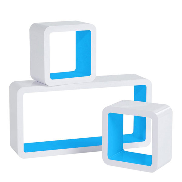 Набір з 3 настінних полиць RG9229 (Білий з блакитним)Набір з 3 настінних полиць RG9229 (Білий з блакитним)