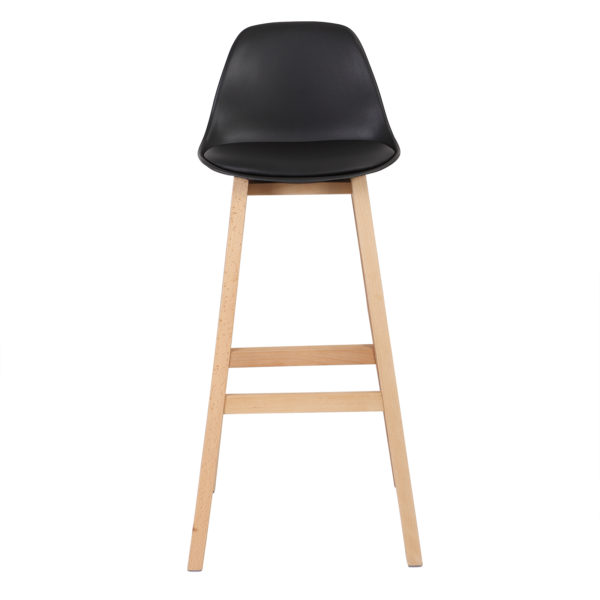 Барний стілець з дерев'яною рамою BH44 (Чорний)