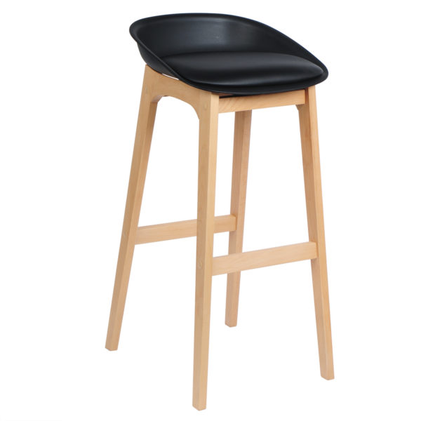 Барний стілець з дерев'яною рамою BH46 (Чорний)