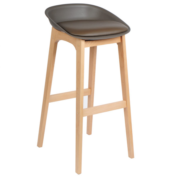 Барний стілець з дерев'яною рамою BH46 (Коричневий)