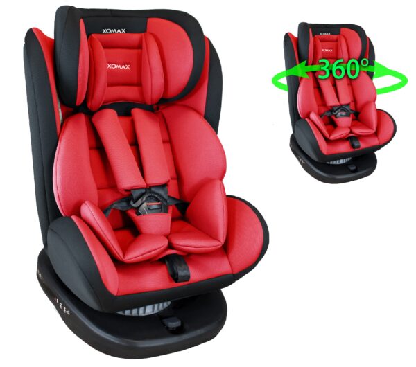 ДИТЯЧЕ АВТОКРЕСЛО З ФУНКЦІЄЮ ОБЕРТАННЯ НА 360 ° ISOFIX 0-36 КГ (КЛАС 0, I, II, III) XOMAX Червоний