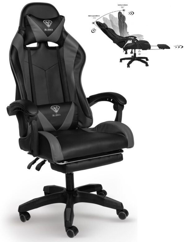 Геймерське крісло ігрове з підставкою для ніг, до 120кг навантаження, з 4D підлокітниками